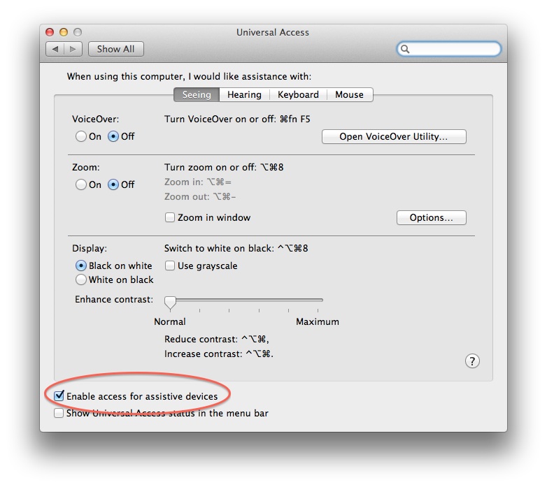 mac enable access for assistive devices